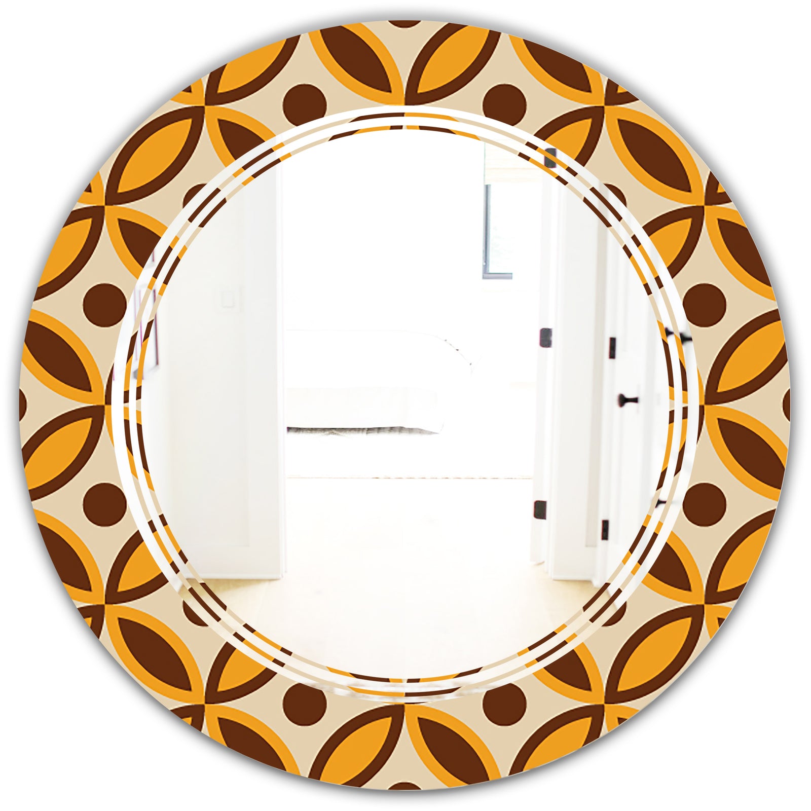 Retro Ornamental Design V - Modern Round or Oval Wall Mirror - Triple C