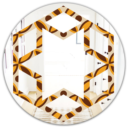 Retro Ornamental Design V - Modern Round or Oval Wall Mirror - Hexagon Star