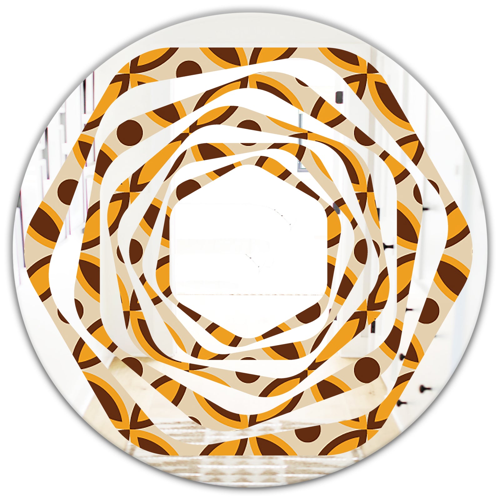 Retro Ornamental Design V - Modern Round or Oval Wall Mirror - Whirl
