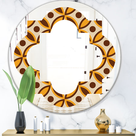 Retro Ornamental Design V - Modern Round or Oval Wall Mirror - Quatrefoil