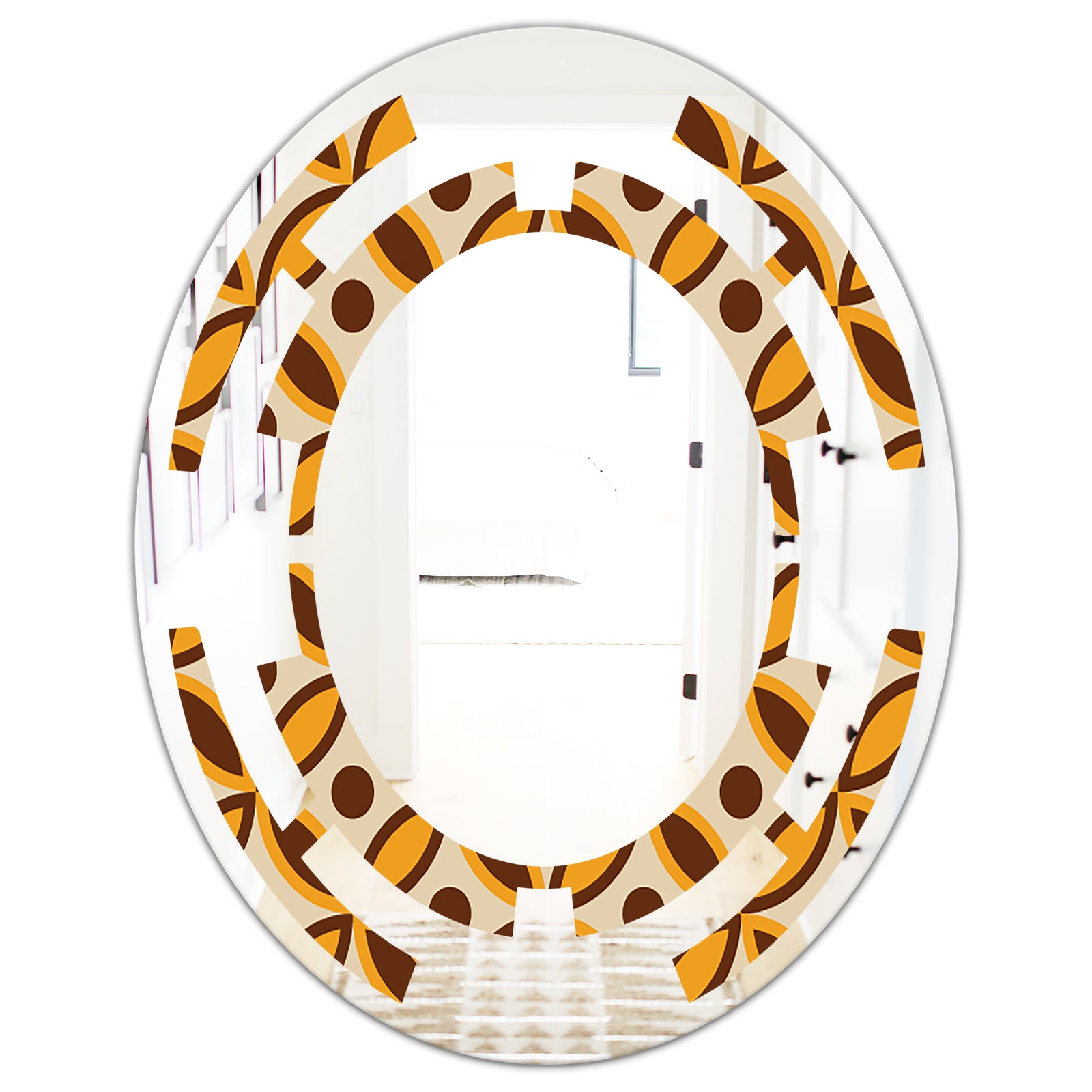 Retro Ornamental Design V - Modern Round or Oval Wall Mirror - Space