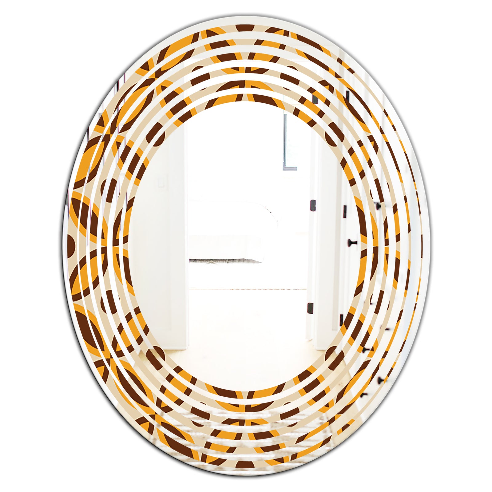 Retro Ornamental Design V - Modern Round or Oval Wall Mirror - Wave