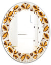 Retro Ornamental Design V - Modern Round or Oval Wall Mirror - Leaves