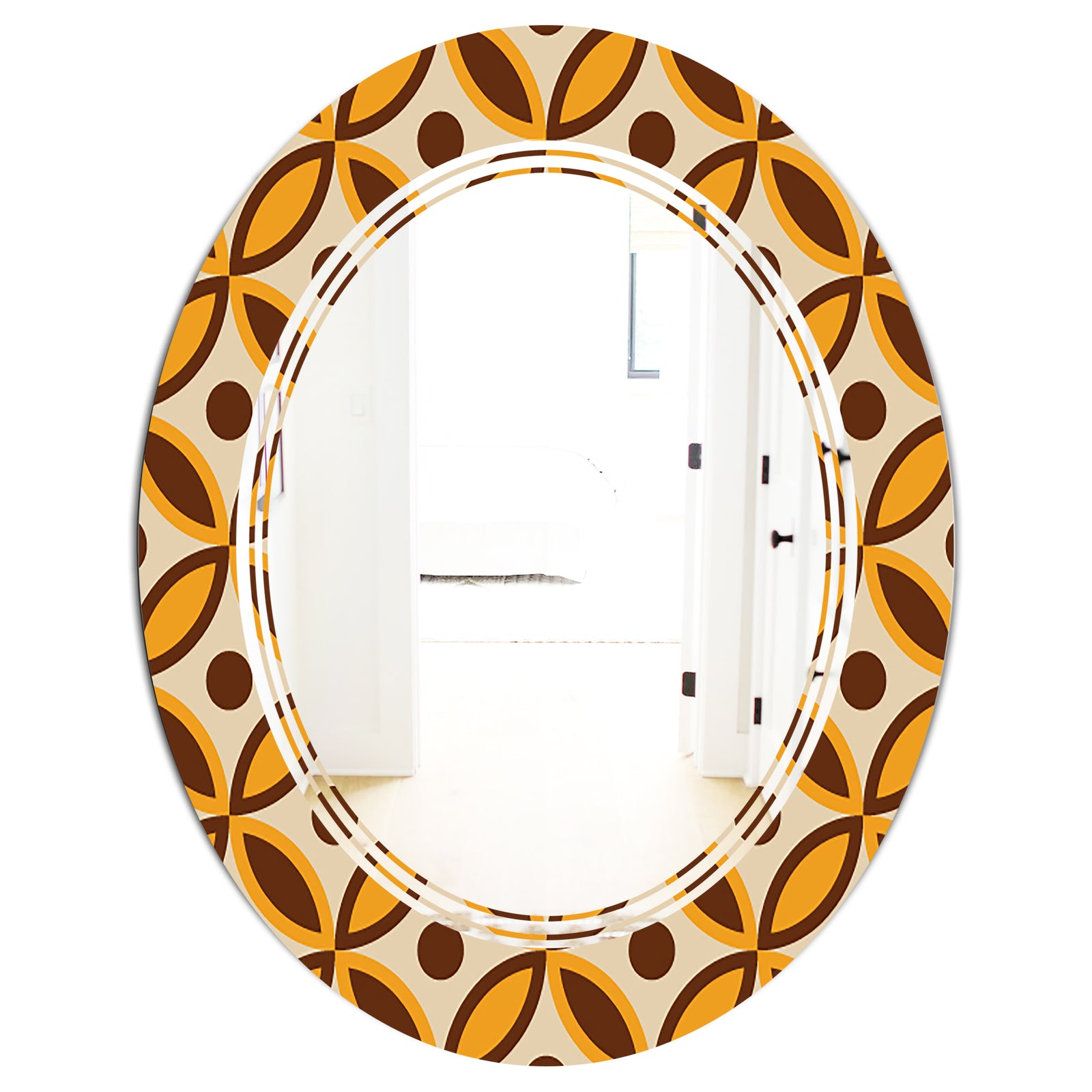 Retro Ornamental Design V - Modern Round or Oval Wall Mirror - Triple C