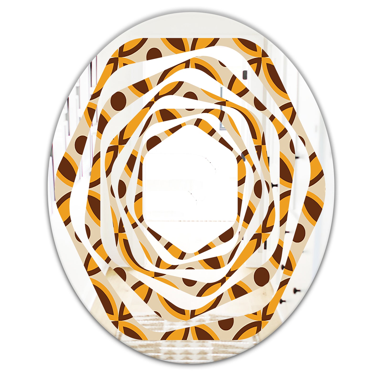 Retro Ornamental Design V - Modern Round or Oval Wall Mirror - Whirl