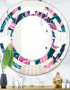 Handdrawn Tropical Flowers - Modern Round or Oval Wall Mirror - Space