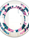 Handdrawn Tropical Flowers - Modern Round or Oval Wall Mirror - Space