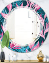Handdrawn Tropical Flowers - Modern Round or Oval Wall Mirror - Triple C