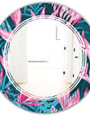 Handdrawn Tropical Flowers - Modern Round or Oval Wall Mirror - Triple C