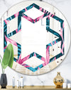 Handdrawn Tropical Flowers - Modern Round or Oval Wall Mirror - Hexagon Star