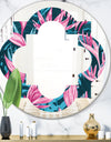 Handdrawn Tropical Flowers - Modern Round or Oval Wall Mirror - Quatrefoil