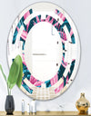 Handdrawn Tropical Flowers - Modern Round or Oval Wall Mirror - Space