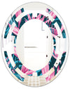 Handdrawn Tropical Flowers - Modern Round or Oval Wall Mirror - Space