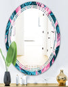 Handdrawn Tropical Flowers - Modern Round or Oval Wall Mirror - Triple C