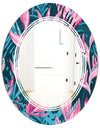 Handdrawn Tropical Flowers - Modern Round or Oval Wall Mirror - Triple C