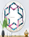 Handdrawn Tropical Flowers - Modern Round or Oval Wall Mirror - Hexagon Star