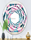 Handdrawn Tropical Flowers - Modern Round or Oval Wall Mirror - Whirl