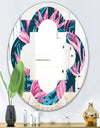 Handdrawn Tropical Flowers - Modern Round or Oval Wall Mirror - Quatrefoil
