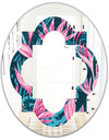 Handdrawn Tropical Flowers - Modern Round or Oval Wall Mirror - Quatrefoil
