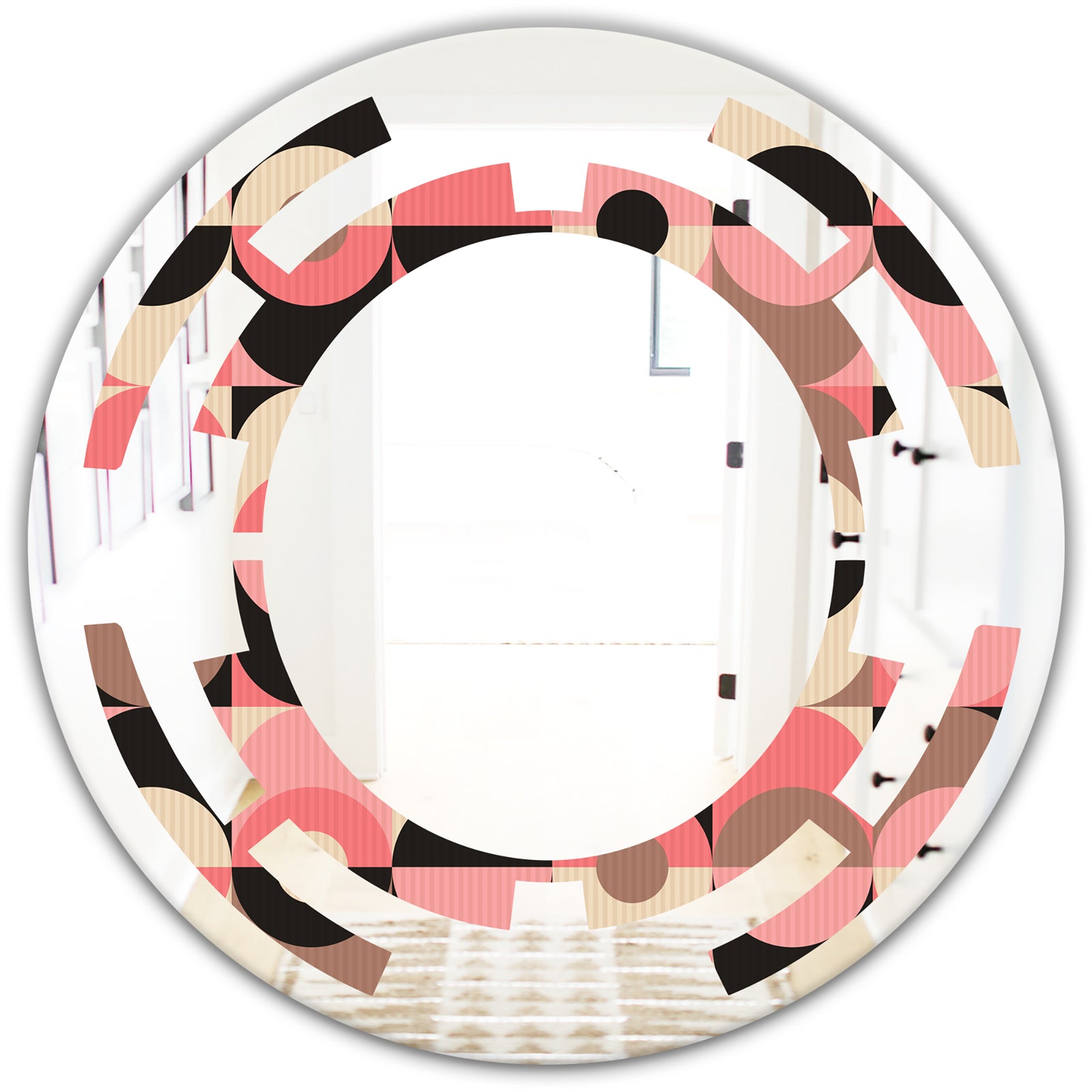 Retro Geometric Design XI - Modern Round or Oval Wall Mirror - Space