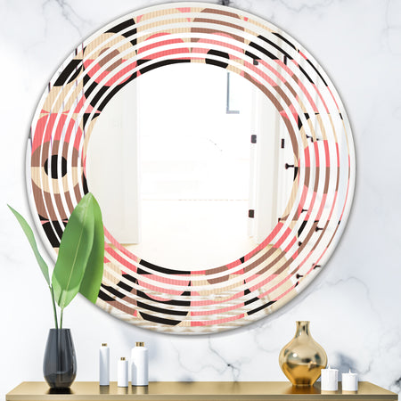 Retro Geometric Design XI - Modern Round or Oval Wall Mirror - Wave