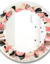Retro Geometric Design XI - Modern Round or Oval Wall Mirror - Leaves
