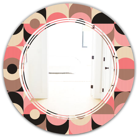 Retro Geometric Design XI - Modern Round or Oval Wall Mirror - Triple C