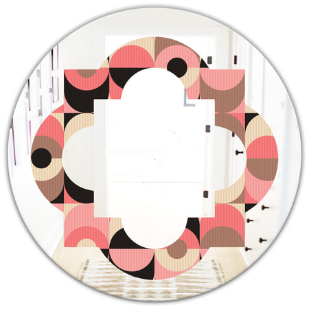 Retro Geometric Design XI - Modern Round or Oval Wall Mirror - Quatrefoil