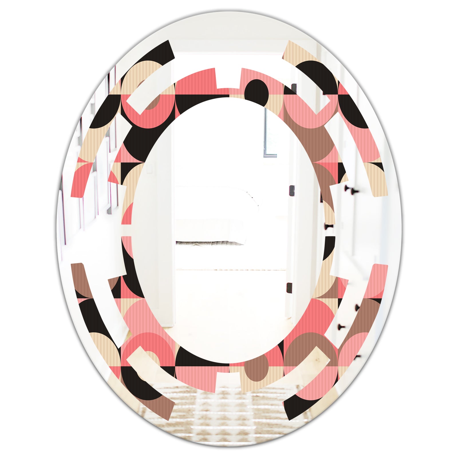 Retro Geometric Design XI - Modern Round or Oval Wall Mirror - Space