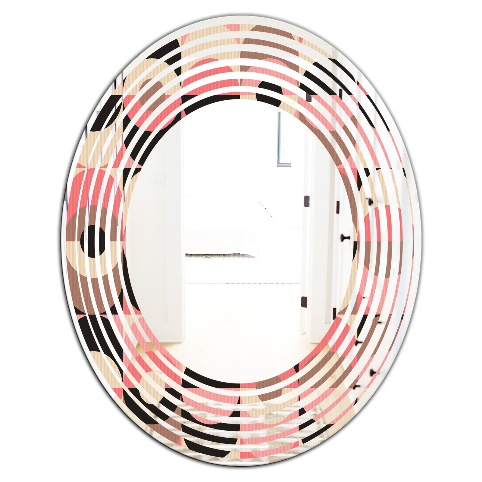 Retro Geometric Design XI - Modern Round or Oval Wall Mirror - Wave