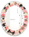 Retro Geometric Design XI - Modern Round or Oval Wall Mirror - Leaves