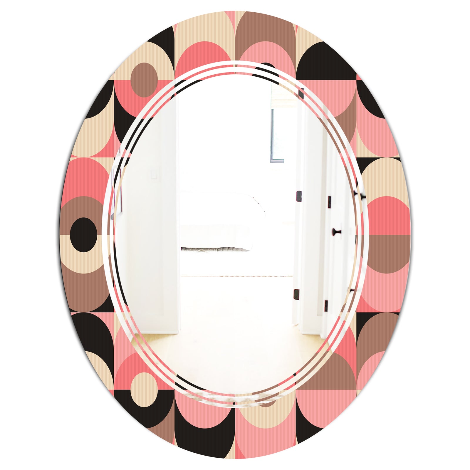 Retro Geometric Design XI - Modern Round or Oval Wall Mirror - Triple C
