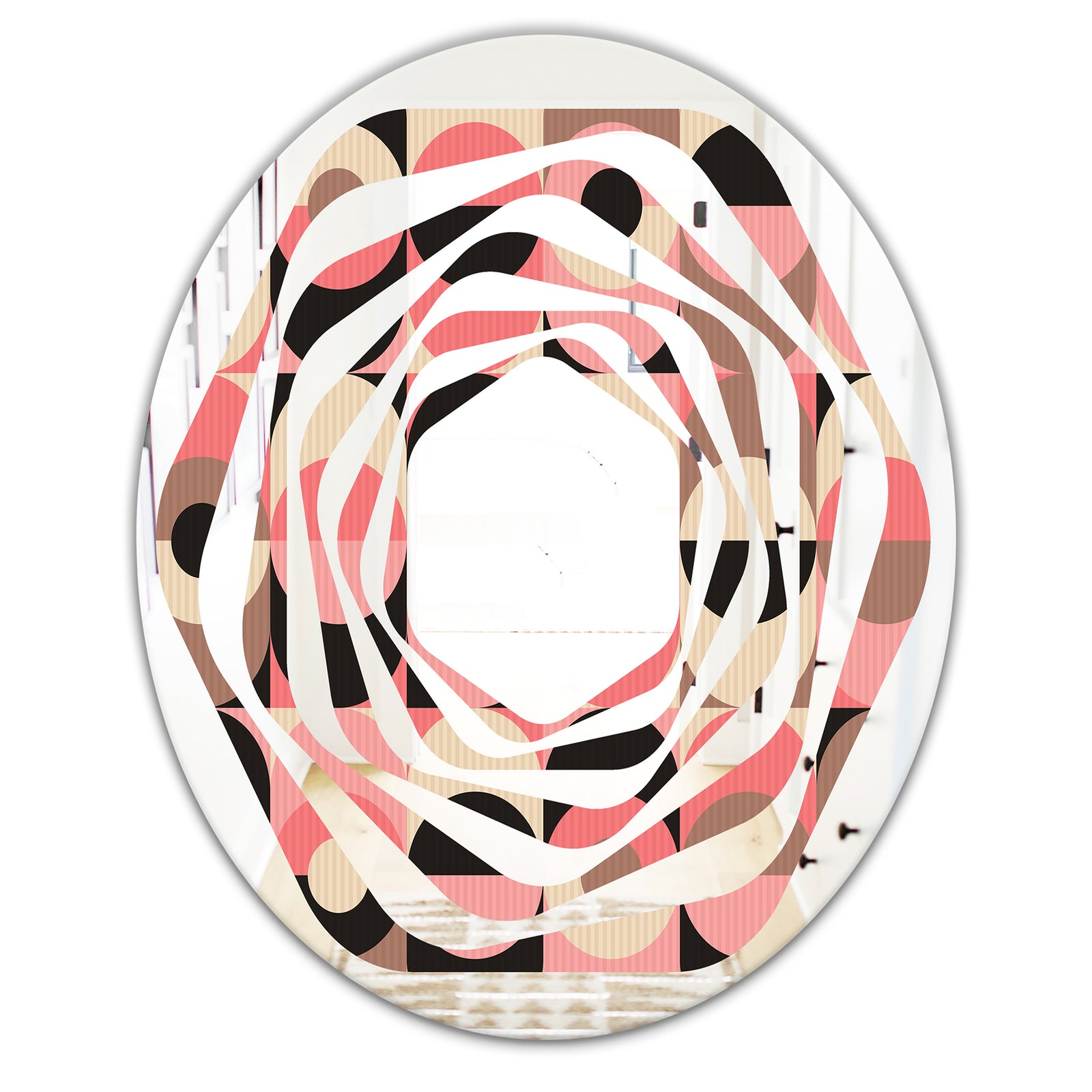 Retro Geometric Design XI - Modern Round or Oval Wall Mirror - Whirl
