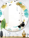 Gold and Blue Circles - Modern Round or Oval Wall Mirror - Leaves