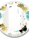 Gold and Blue Circles - Modern Round or Oval Wall Mirror - Leaves
