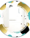 Gold and Blue Circles - Modern Round or Oval Wall Mirror - Triple C