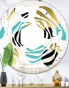 Gold and Blue Circles - Modern Round or Oval Wall Mirror - Whirl