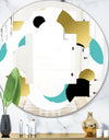 Gold and Blue Circles - Modern Round or Oval Wall Mirror - Quatrefoil