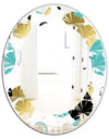Gold and Blue Circles - Modern Round or Oval Wall Mirror - Leaves
