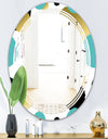 Gold and Blue Circles - Modern Round or Oval Wall Mirror - Triple C