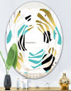 Gold and Blue Circles - Modern Round or Oval Wall Mirror - Whirl