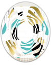 Gold and Blue Circles - Modern Round or Oval Wall Mirror - Whirl