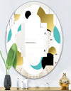 Gold and Blue Circles - Modern Round or Oval Wall Mirror - Quatrefoil