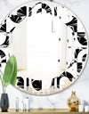Monochrome Geometric Pattern VIII - Modern Round or Oval Wall Mirror - Leaves