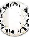 Monochrome Geometric Pattern VIII - Modern Round or Oval Wall Mirror - Leaves