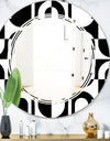 Monochrome Geometric Pattern VIII - Modern Round or Oval Wall Mirror - Triple C