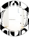 Monochrome Geometric Pattern VIII - Modern Round or Oval Wall Mirror - Triple C
