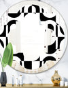 Monochrome Geometric Pattern VIII - Modern Round or Oval Wall Mirror - Quatrefoil