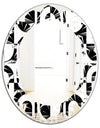 Monochrome Geometric Pattern VIII - Modern Round or Oval Wall Mirror - Leaves