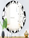 Monochrome Geometric Pattern VIII - Modern Round or Oval Wall Mirror - Triple C
